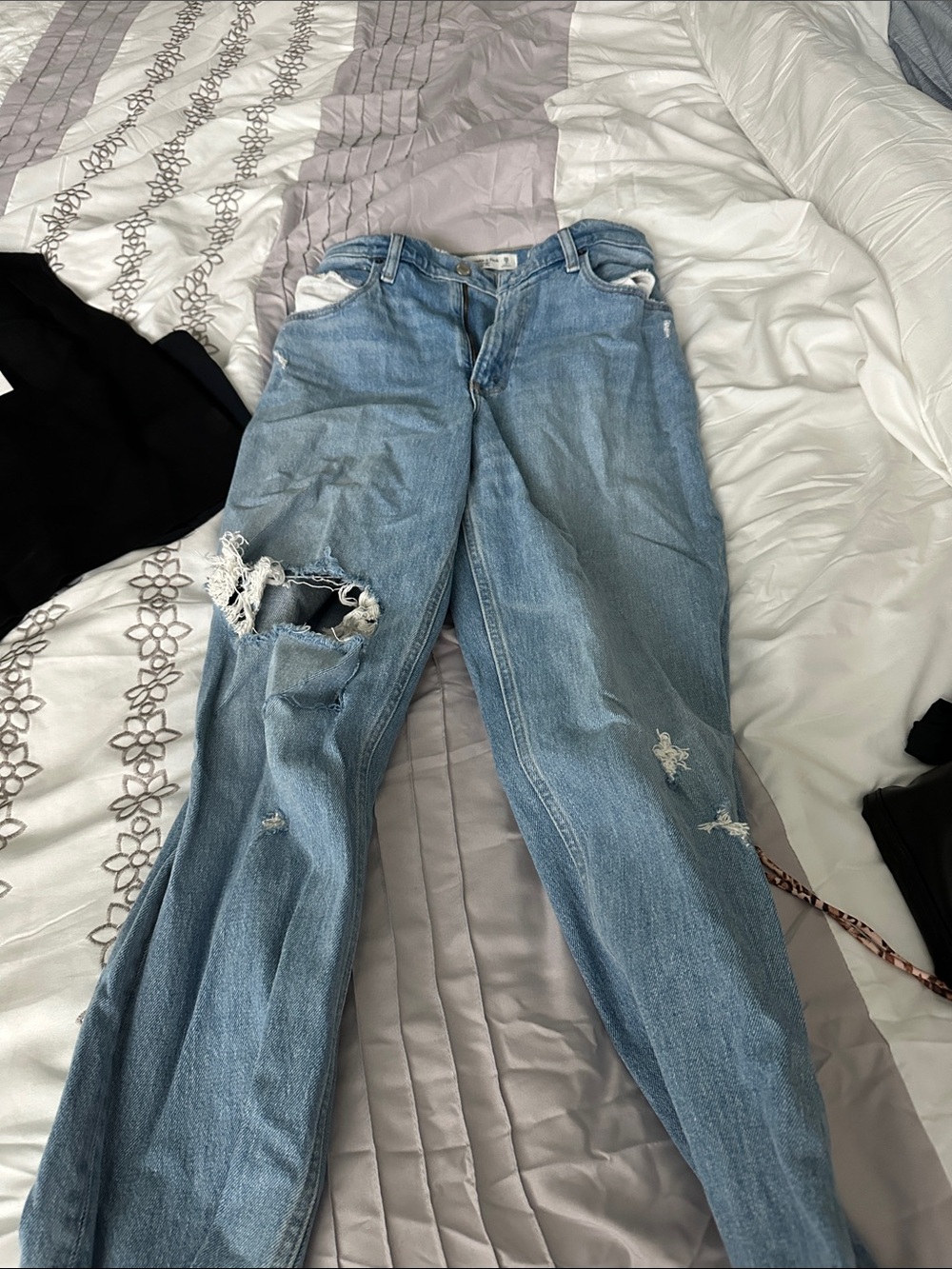 Abercrombie & Fitch Light Blue Distressed Boyfriend Jeans